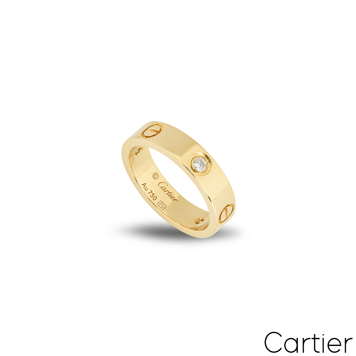 Cartier Yellow Gold Half Diamond Love Ring Size 50 B4032450